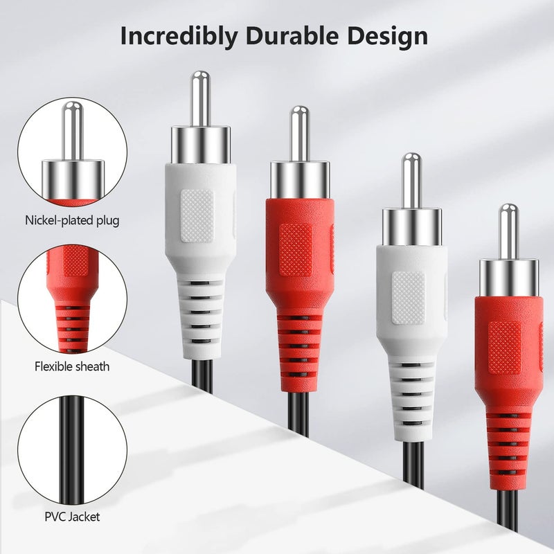 PASOW RCA Cables, 2RCA Male to 2RCA Male Stereo Audio Subwoofer Cable Dual Shielded RCA Cord for Home Theater, HDTV, Amplifier, Hi-Fi Systems, Speakers (30 Feet) - Image 4